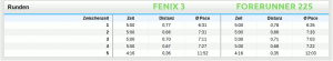 Garmin Forerunner 225 vs Fenix 3 - Zwischenzeiten