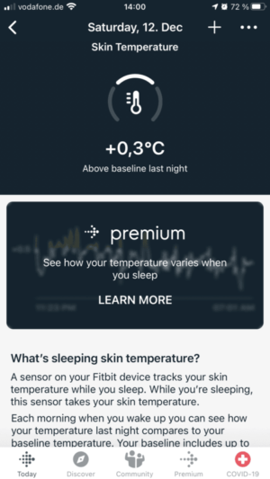 Fitbit Sense: Hauttemperatur