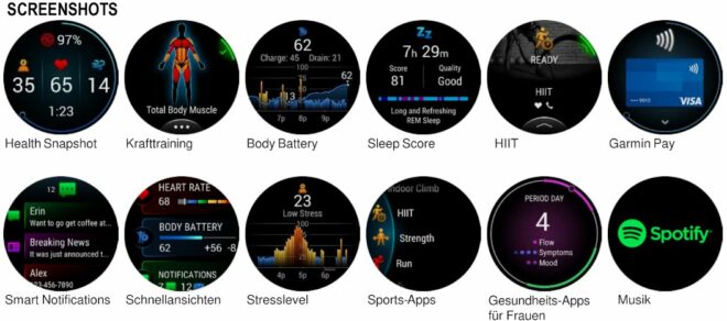 Garmin Venu 2: Widgets und Seiten