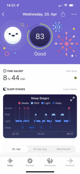 Fitbit App: Schlaftracking