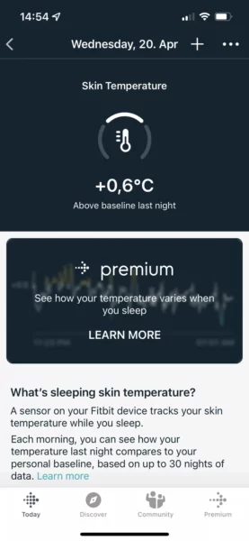 Fitbit App: Hauttemperatur