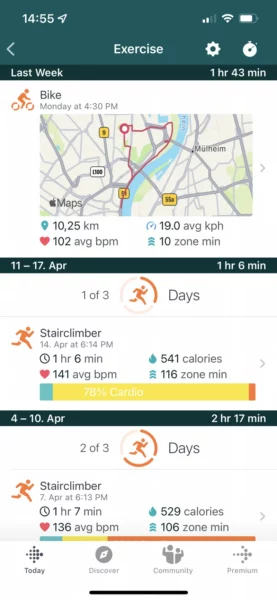 Fitbit App: Aktivitäten