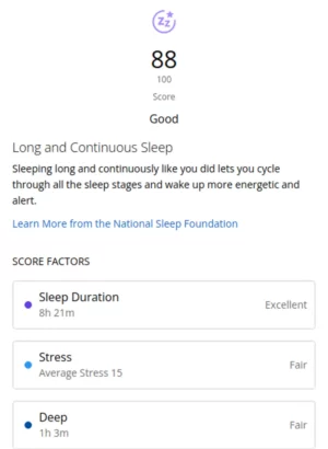 Garmin Sleep Score