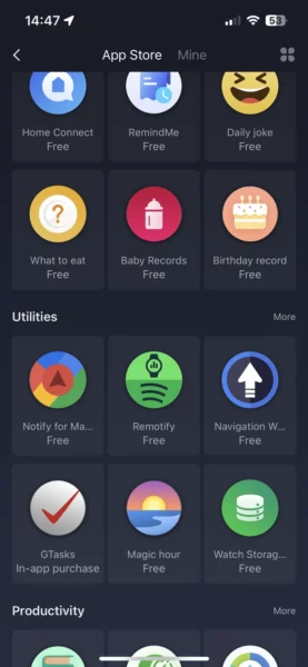 Amazfit Zepp App Store: Auswahl