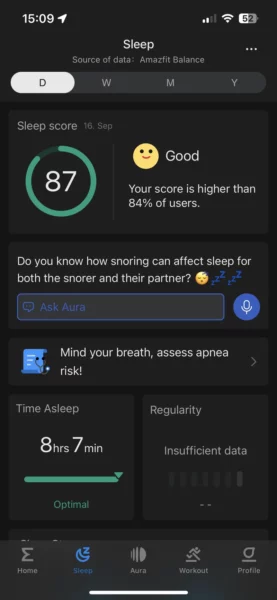 Amazfit Zepp App: Schlaf-Tracking
